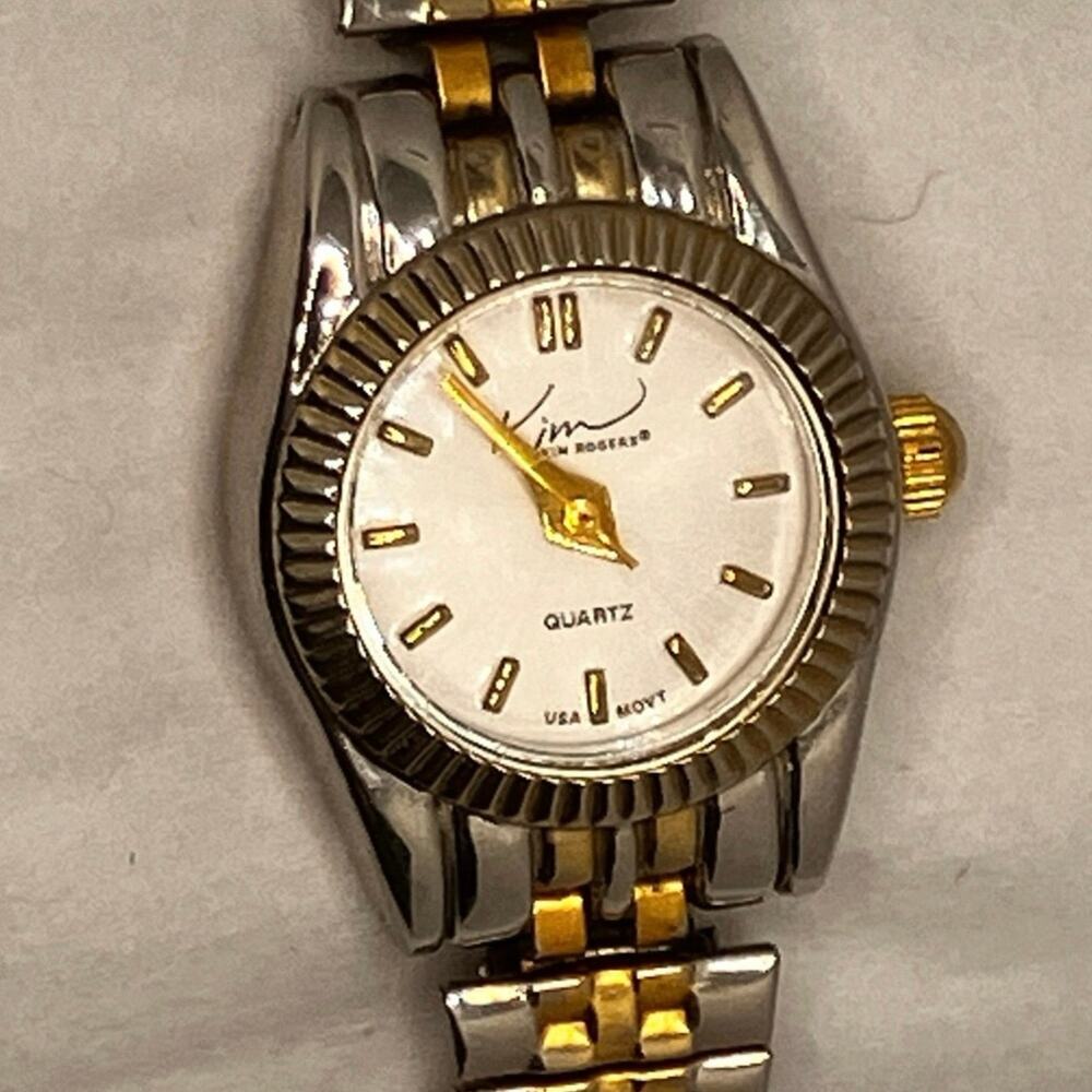 Kim Rogers Silver Gold Tone Watch‎ Vintage Womens, New Battery!